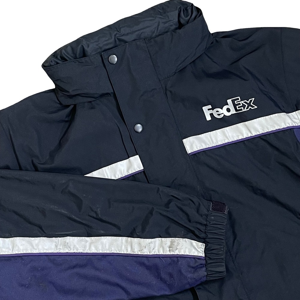 FedEx Stan Herman VF Imagewear Hooded Windbreaker Jacket L‎ Reflective Workwear